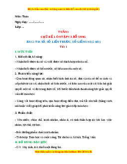 Giáo án Tia số. Số liền trước, số liền sau Toán lớp 2 Kết nối tri thức