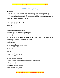 Lý thuyết Khoa học tự nhiên 7 Chân trời sáng tạo Bài 8: Tốc độ chuyển động
