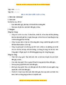 Giáo án Bài 9 Công nghệ lớp 4 Chân trời sáng tạo: Em làm diều giấy