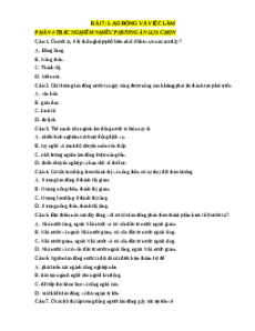 Trắc nghiệm Bài 7: Lao động và việc làm Địa lí 12 Đúng-Sai, Trả lời ngắn sách mới 2025