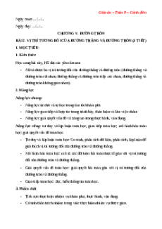 Giáo án Vị trí tương đối của đường thẳng và đường tròn Toán 9 Cánh diều