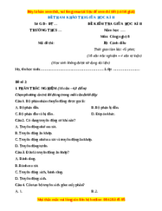 Đề thi giữa kì 2 Công nghệ 8 Cánh diều - Đề 2