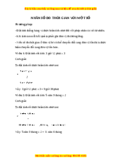 Lý thuyết Nhân số đo thời gian với một số Toán 5