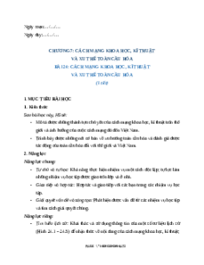 Giáo án Bài 24 Lịch sử 9 Chân trời sáng tạo: Cách mạng khoa học, kĩ thuật và xu thế toàn cầu hoá