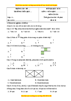 Đề thi cuối kì 2 Toán lớp 4 Cánh diều - Đề 10