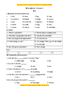 Đề thi giữa kì 2 Tiếng Anh lớp 4 i-Learn Smart Start (Đề 3)