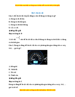 Trắc nghiệm Đo tốc độ KHTN 7 Kết nối tri thức