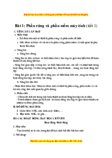 Giáo án Bài 1 Tin học lớp 4 Kết nối tri thức: Phần cứng và phần mềm máy tính