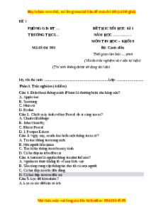 Đề thi cuối kì 1 Tin học 8 Cánh diều (Đề 1)