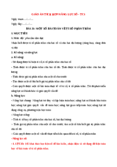 Giáo án NLS Toán 6 Kết nối tri thức Bài 31: Một số bài toán về tỉ số phần trăm