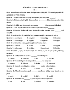 Bộ 10 đề thi Cuối kì 1 Tiếng Anh 9 Ilearn Smart world có đáp án