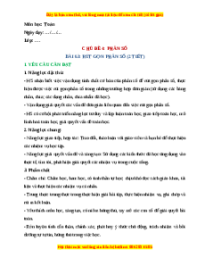 Giáo án Rút gọn phân số Toán lớp 4 Chân trời sáng tạo