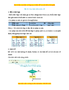 Lý thuyết Tin học 10 Kết nối tri thức Bài 19: Câu lệnh điều kiện If