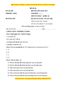 Đề thi giữa kì 1 Tin học 10 Kết nối tri thức (đề 4)