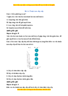 Trắc nghiệm Tin học 7 Bài 14 Chân trời sáng tạo: Thuật toán sắp xếp