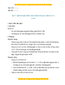 Giáo án Bài 7 Lịch sử 8 Chân trời sáng tạo (2024): Khởi nghĩa nông dân ở Đàng Ngoài thế kỉ XVIII