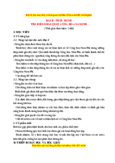 Giáo án Bài 12 Địa lí 7 Kết nối tri thức (Phiên bản 2): Thực hành: Tìm hiểu khái quát Cộng hoà Nam Phi