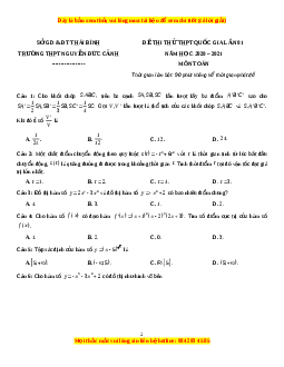 Đề thi thử Toán trường Nguyễn Đức Cảnh năm 2021
