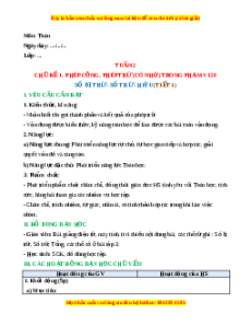 Giáo án Số bị trừ - Số trừ - Hiệu Toán lớp 2 Cánh diều