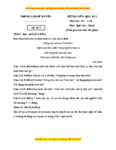 Đề thi giữa kì 1 Ngữ văn 6 Chân trời sáng tạo (đề 9)
