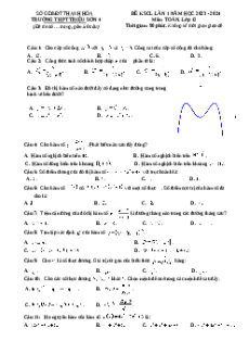 Đề thi thử tốt nghiệp Toán trường THPT Triệu Sơn 4 năm 2024