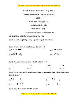 Đề thi giữa kì 1 Toán 7  Kết nối tri thức có đáp án (Đề 4)
