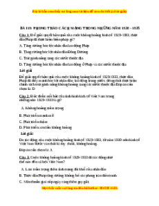 Trắc nghiệm Bài 19: Phong trào cách mạng Việt Nam trong những năm 1930-1935 Lịch sử 12