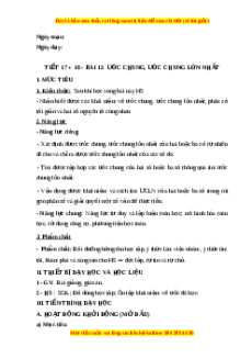 Giáo án Ước chung. Ước chung lớn nhất Toán 6 Chân trời sáng tạo