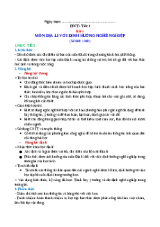 Giáo án Bài 1 Địa lí 10 Kết nối tri thức: Môn địa lí với định hướng nghề nghiệp