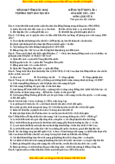 Đề thi thử Lịch sử trường Hàn Thuyên - Bắc Ninh lần 1 năm 2023