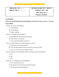 Đề thi giữa kì 2 Tiếng Anh 11 Global success (Đề 3 kèm file nghe)