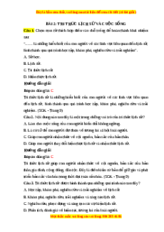 Trắc nghiệm Lịch sử 10 Bài 2 Chân trời sáng tạo: Tri thức lịch sử và cuộc sống