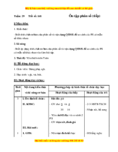 Giáo án Bài 141 Toán lớp 5: Ôn tập về phân số (tiếp theo)