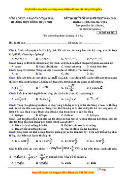 Đề thi thử Vật Lí trường Đông Thụy Anh năm 2021