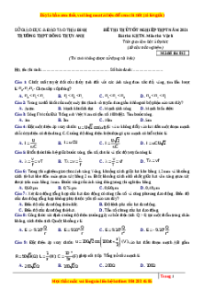 Đề thi thử Vật Lí trường Đông Thụy Anh năm 2021