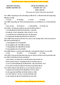 Đề thi thử Lịch Sử trường Đội Cấn lần 1 năm 2021