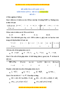 Đề thi giữa kì 2 Toán 11 Cánh diều (Đề 1)