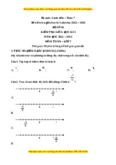 Đề thi giữa kì 1 Toán 7 Cánh diều có đáp án (Đề 4)