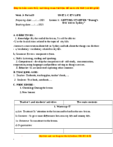 Giáo án Unit 2: City life Tiếng Anh 9 CV 5512