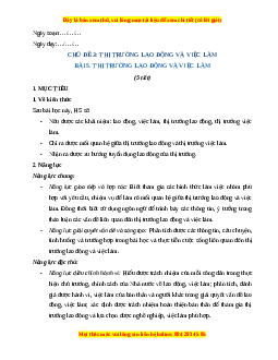 Giáo án Bài 5 KTPL 11 Kết nối tri thức: Thị trường lao động và việc làm