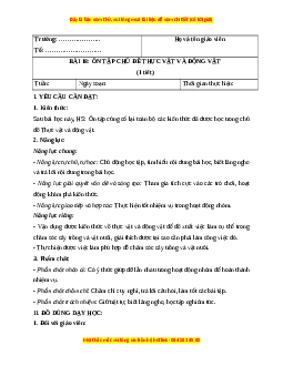 Giáo án Bài 18 Khoa học lớp 4 (Chân trời sáng tạo): Ôn tập chủ đề thực vật và động vật