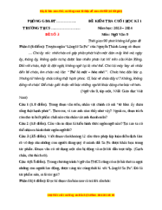 Đề thi cuối kì 1 Ngữ văn 9 - Đề 3