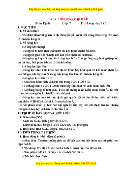 Giáo án Bài 4 Địa lí 7 Chân trời sáng tạo: Liên minh châu Âu