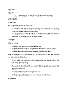 Giáo án Tính chất của phép khai phương Toán 9 Chân trời sáng tạo