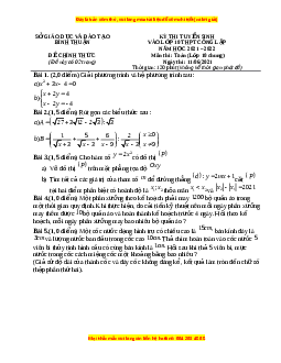Đề thi vào 10 môn Toán tỉnh Bình Thuận năm 2022