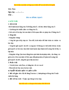 Giáo án Bảng chia 5 Toán lớp 2 Kết nối tri thức