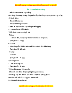 Lý thuyết Công nghệ 10 Trồng trọt Cánh diều Bài 13: Sâu hại cây trồng