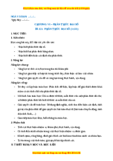 Giáo án Phân thức đại số Toán 8 Kết nối tri thức