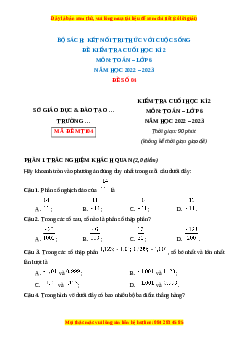 Đề thi cuối kì 2 Toán 6 Kết nối tri thức (Đề 4)