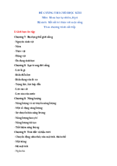 Đề cương Cuối kì 2 KHTN 6 Kết nối tri thức (nối tiếp)